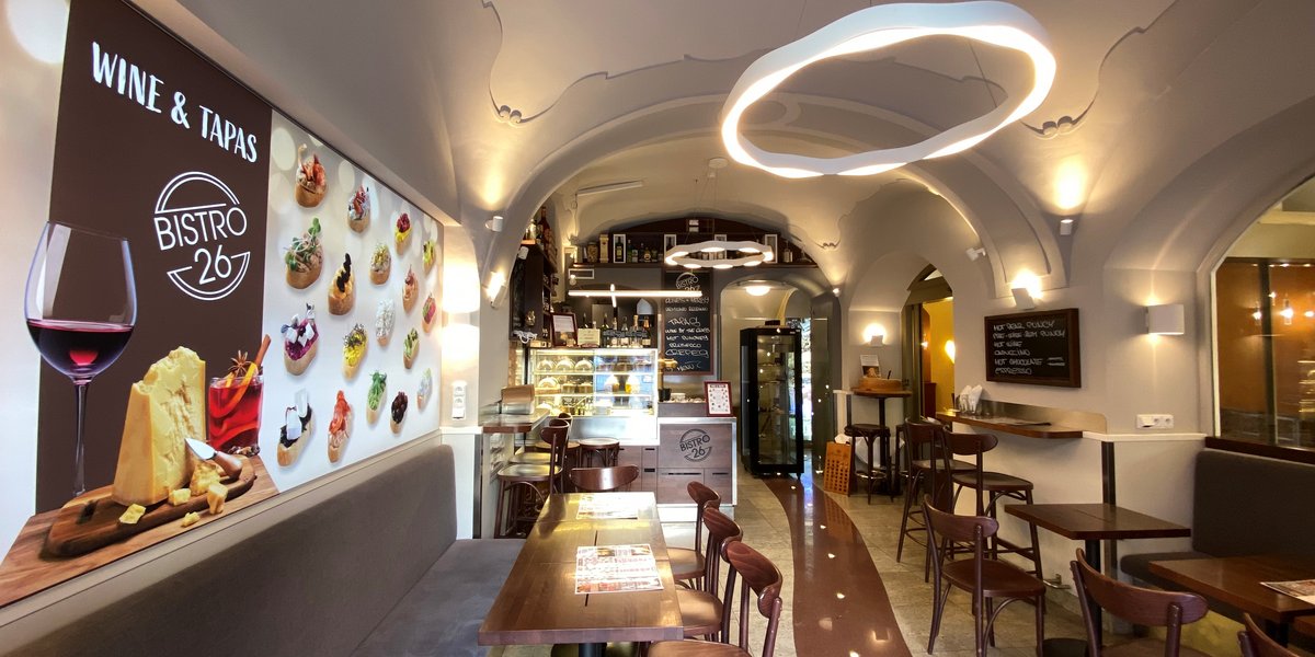 French desserts and hot drinks in Prague center